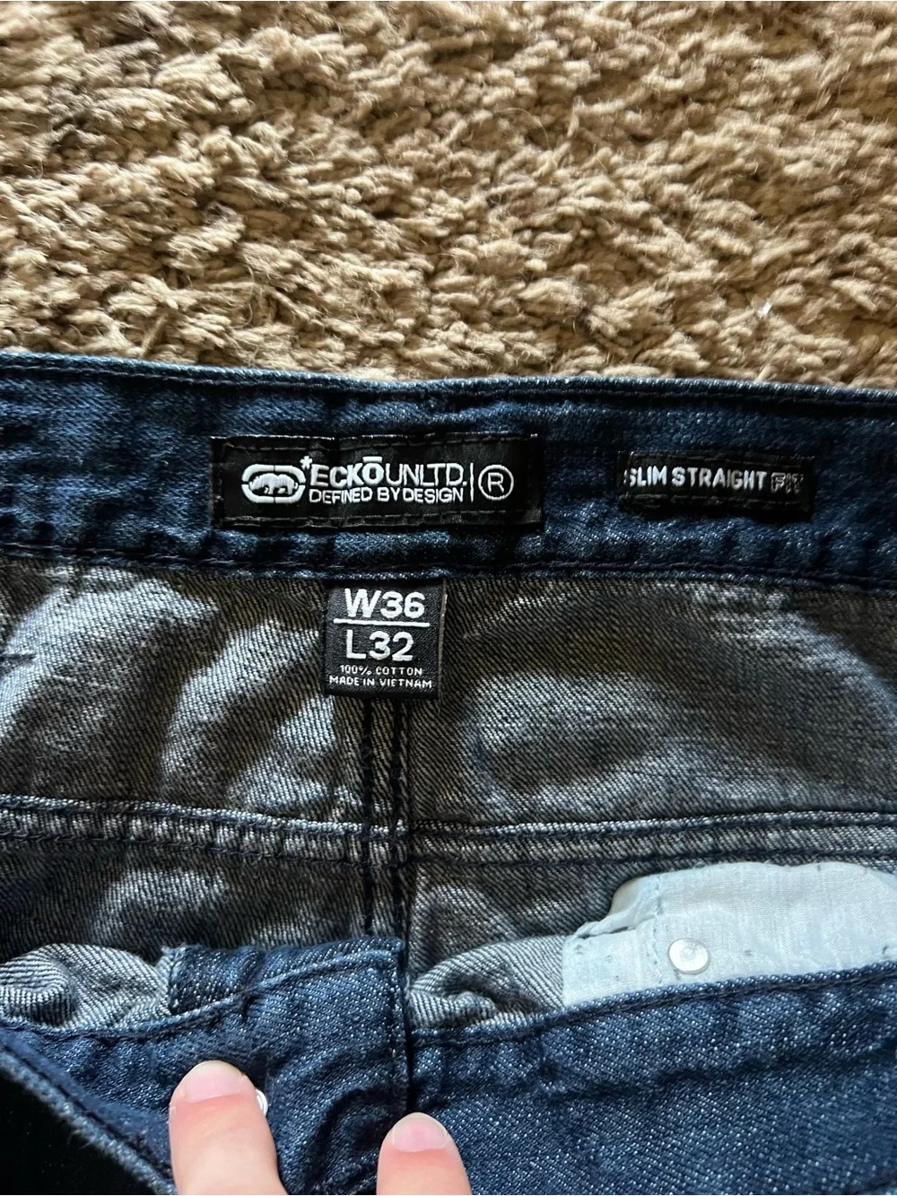 Ecko Unlimited Men's Slim Straight Dark Blue Jeans